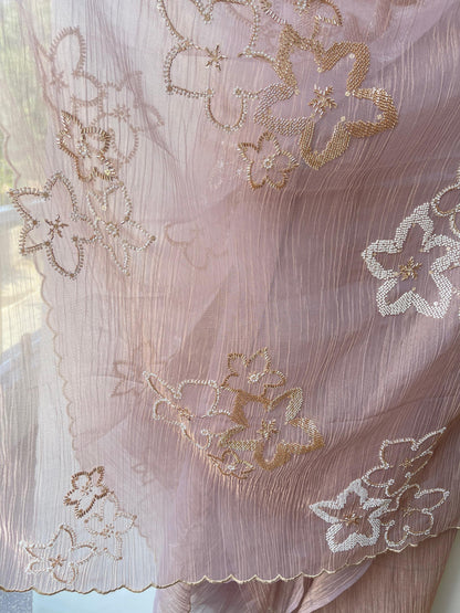 Pure shimmer crushed tissue unstitched ladies suit Rc18797