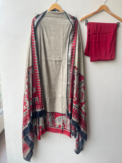 Mul chanderi maheshwari printed unstitched ladies suit Rc19144 (a)
