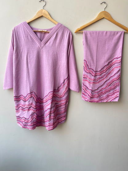 Soft linen cotton stitched ladies coord set Rc19104
