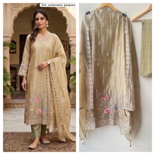Crushed shimmer tissue ladies unstitched suit