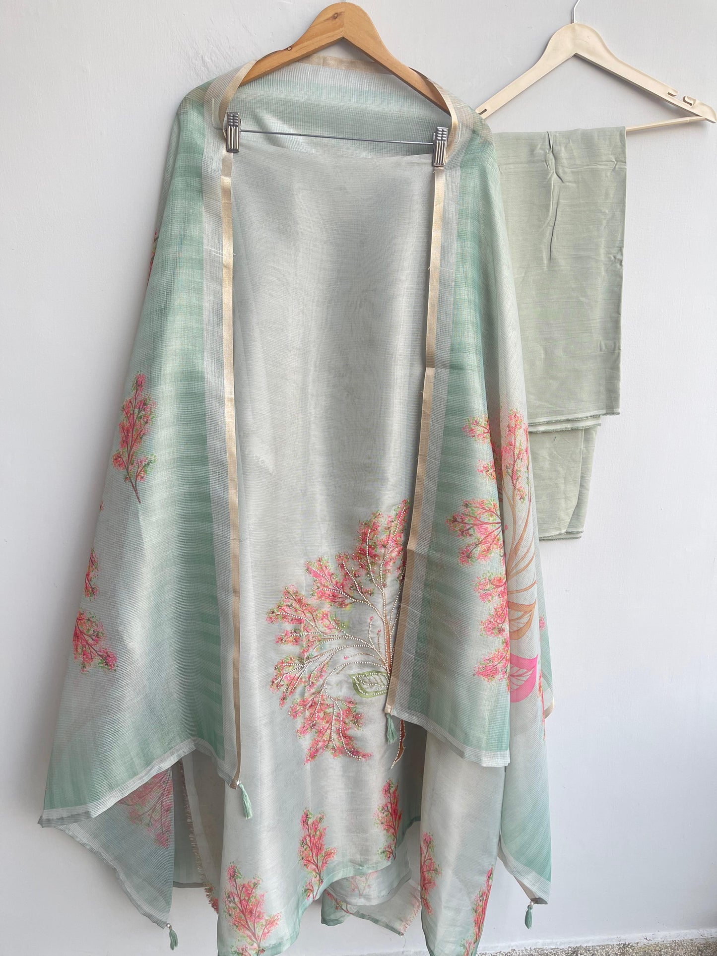 Shimmer linen silk unstitched ladies suit Rc18357