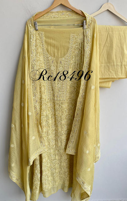 Pure mul chanderi ladies unstitched suit Rc18496