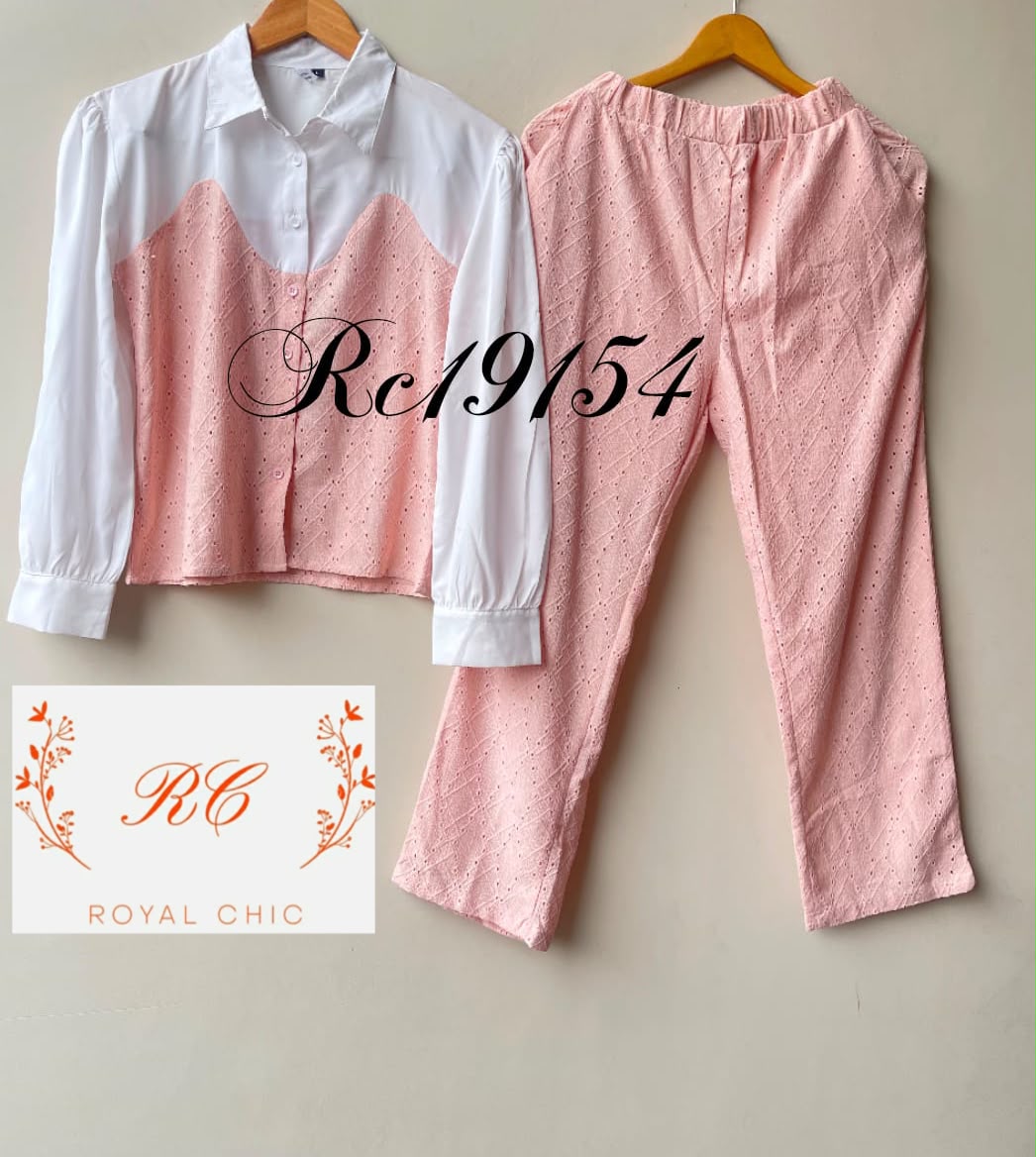 Chikan cotton stitched ladies coord set Rc19154