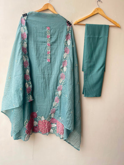 Crushed mul cotton ladies unstitched suit Rc19198