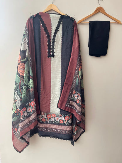 Self linen printed unstitched ladies suit Rc19222 (a)