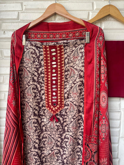 Gajji silk unstitched ladies suit Rc18409