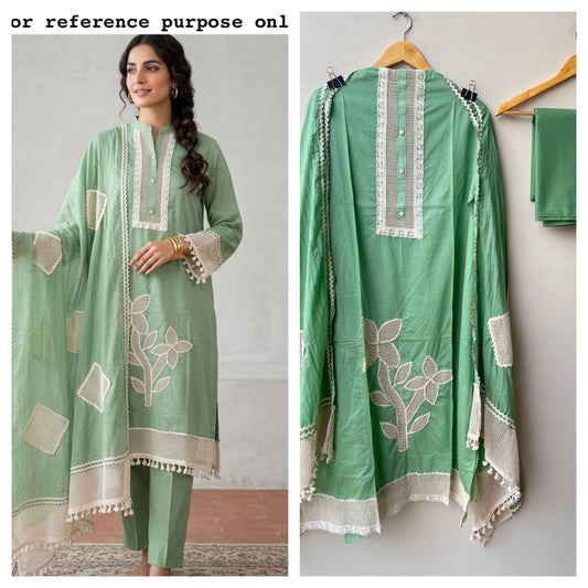 Mul chanderi applique work unstitched ladies suit Rc19172 (b)