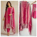 Elegant Designer Shimmer Tissue Embroidered 3 Pcs Unstitched Suit Set
