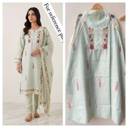 Mul chanderi printed ladies unstitched suit Rc18960 (b)