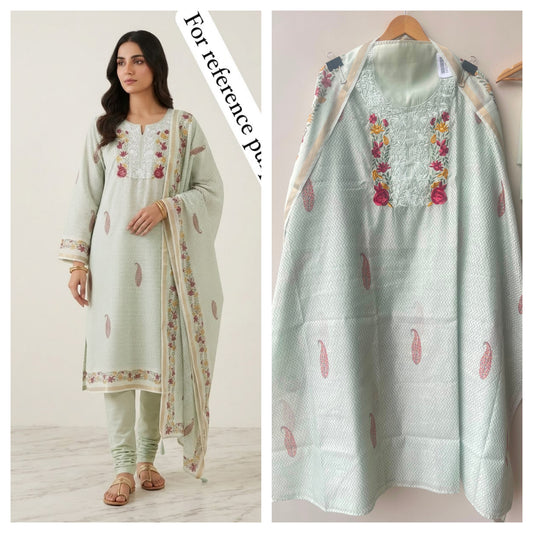 Mul chanderi printed ladies unstitched suit Rc18960 (b)