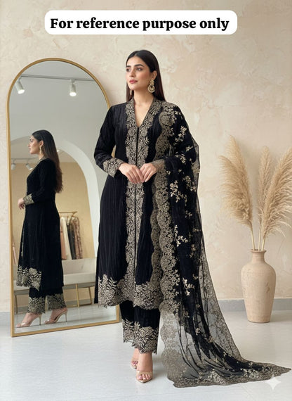 Micra crushed velvet unstitched ladies suit Rc18226