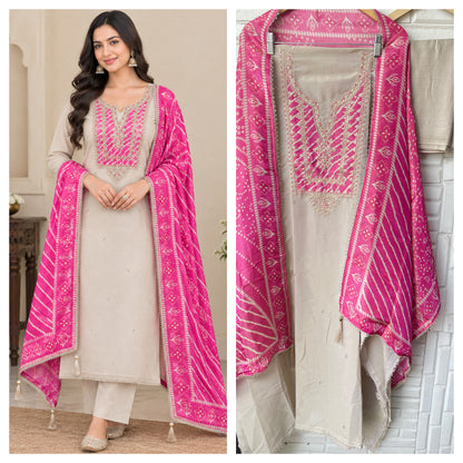 Premium Shimmer Silk Woven Unstitched Designer Suit Set