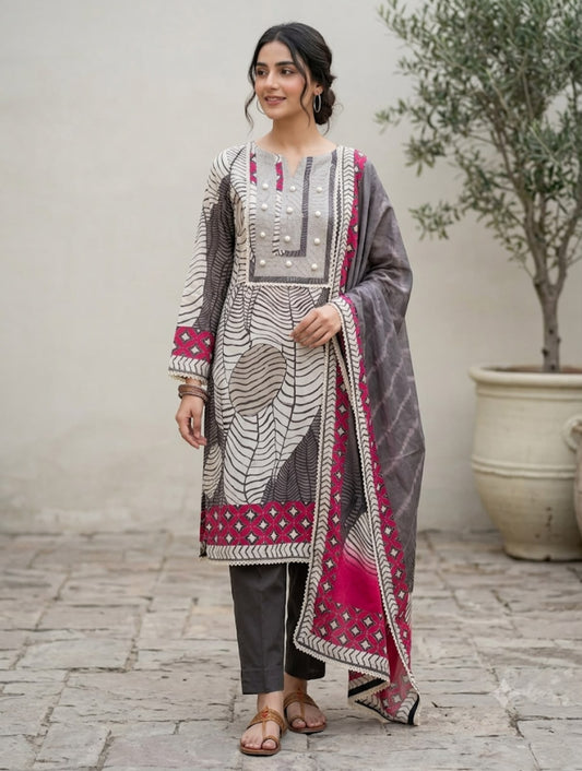 Soft n flowy self muslin ladies unstitched suit Rc19008