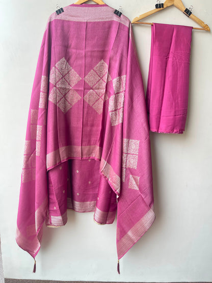 Fine Banarasi shimmer silk unstitched ladies suit Rc19267 (b)
