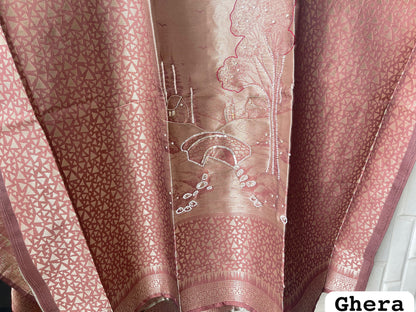 Premium Shimmer Giraffe silk woven Unstitched Designer Suit Set
