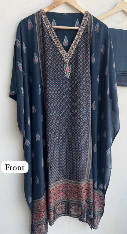 Pure crepe satin unstitched ladies suit Rc17867