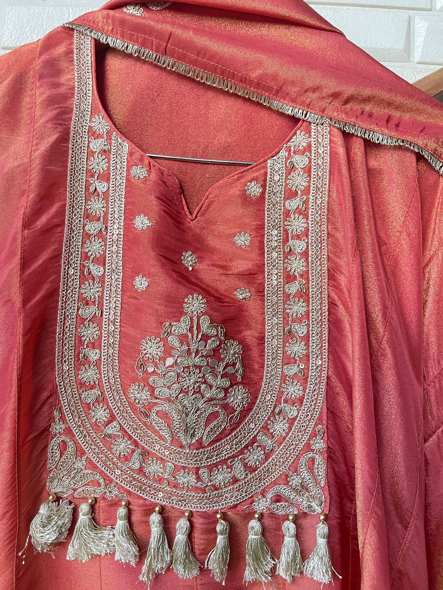 Shimmer silk semi stitched ladies suit Rc17533 (a)