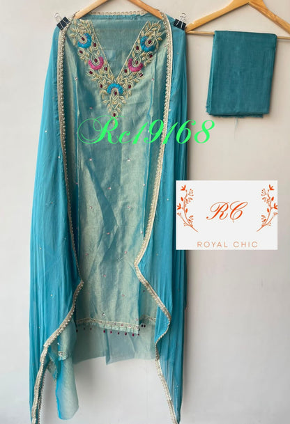 Shimmer crushed tissue unstitched ladies suit Rc19168 (c)