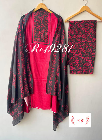 Cotton printed unstitched ladies suit Rc19281 (a)