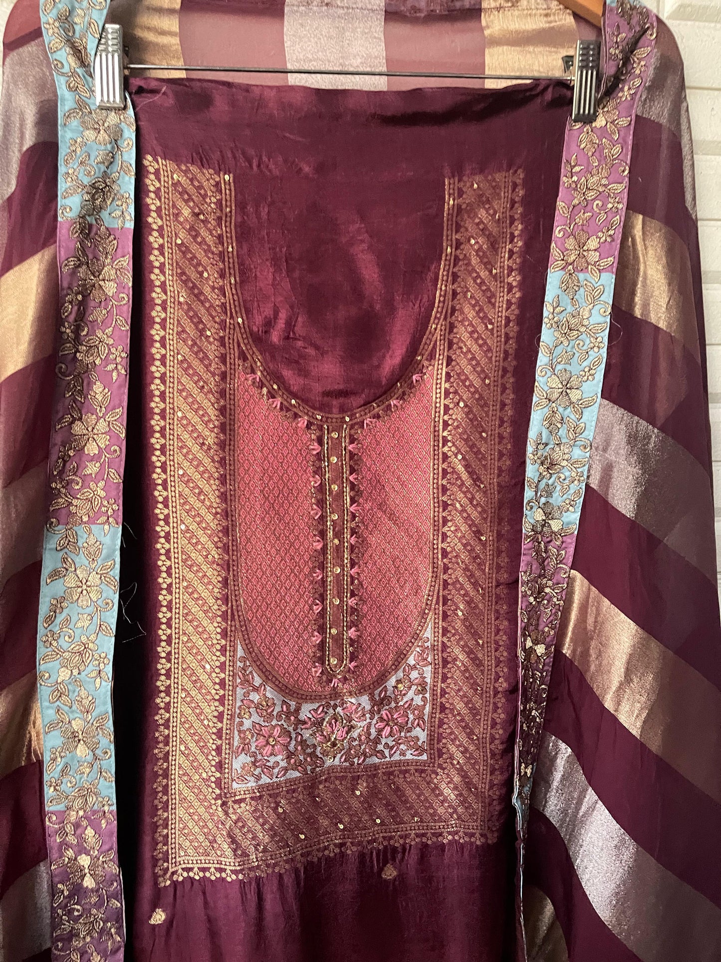 Banarasi tassar silk unstitched ladies suit Rc17722 (b)