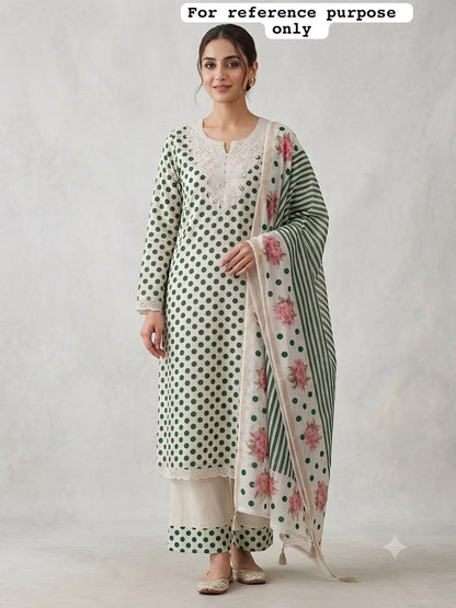 Mul chanderi polka dots ladies printed unstitched suit Rc19209 (a)