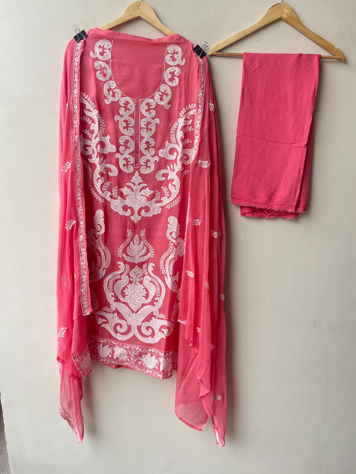 Exquisite Organza Tuile Embroidered Unstitched 3 Pcs Designer Suit Set