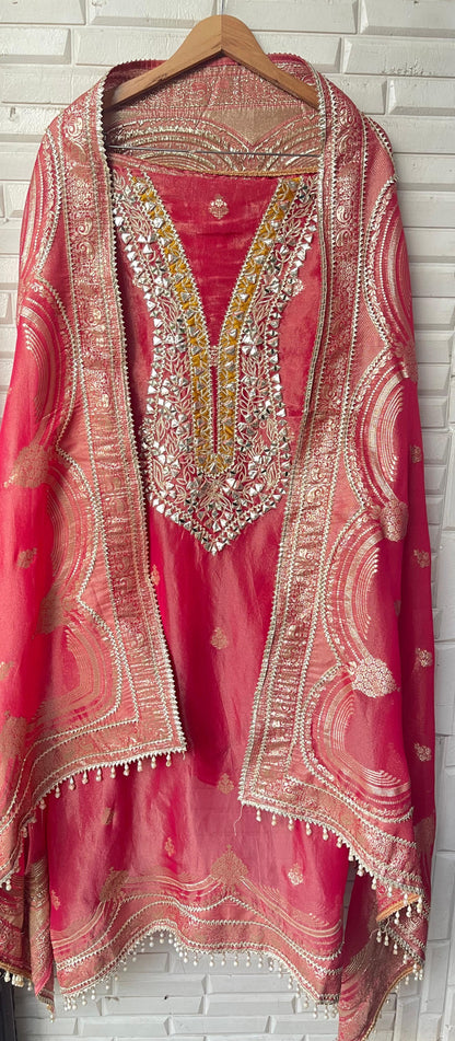 Banarasi shimmer silk unstitched ladies Rc17704