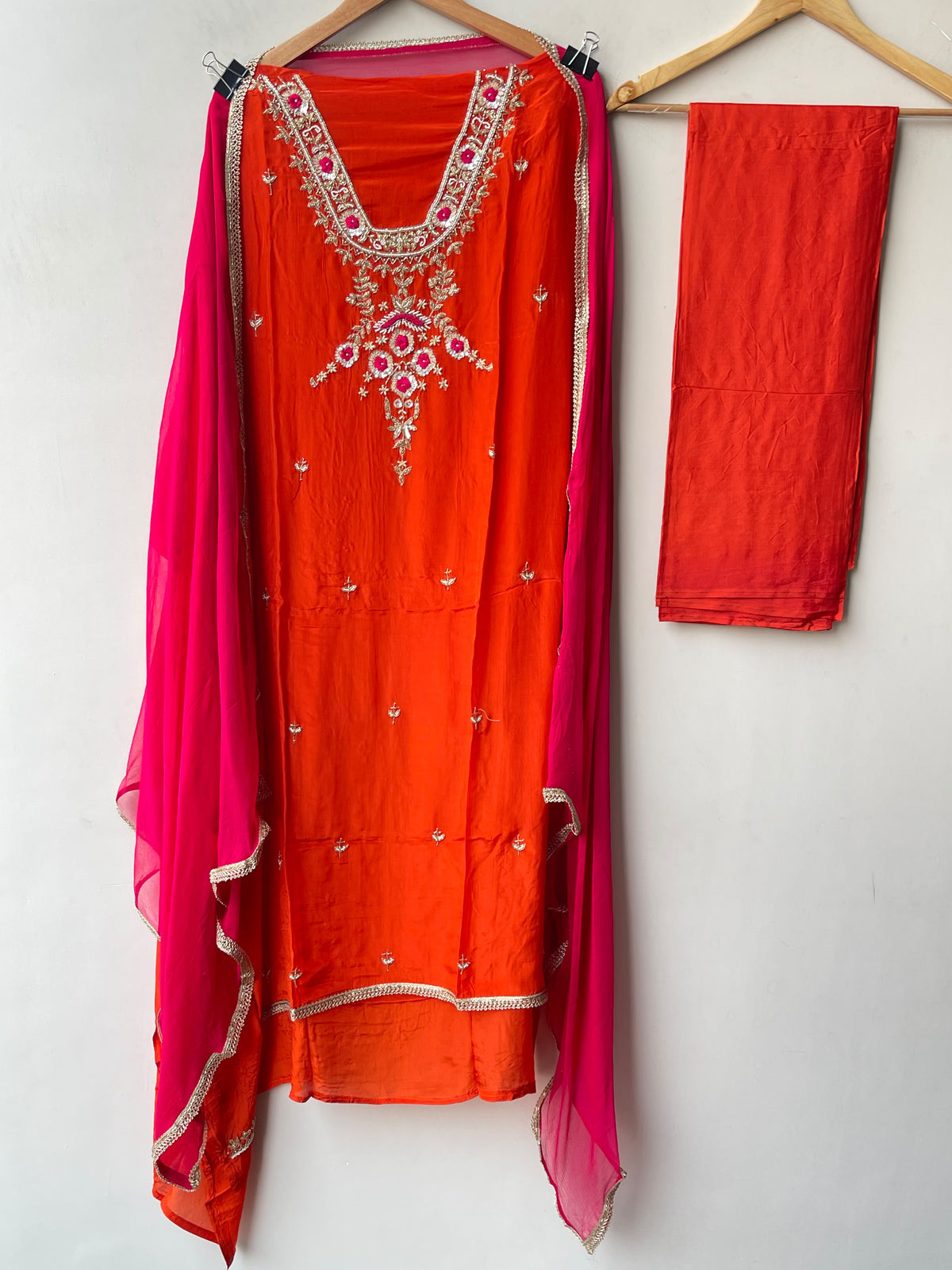 Premium Glass organza Unstitched 3 pcs Suit Set