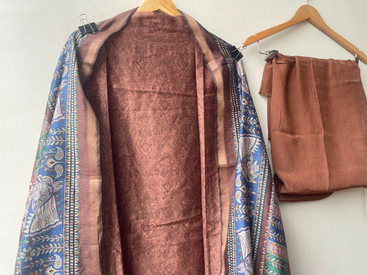 Mul chanderi maheshwari printed unstitched ladies suit Rc19025 (c)
