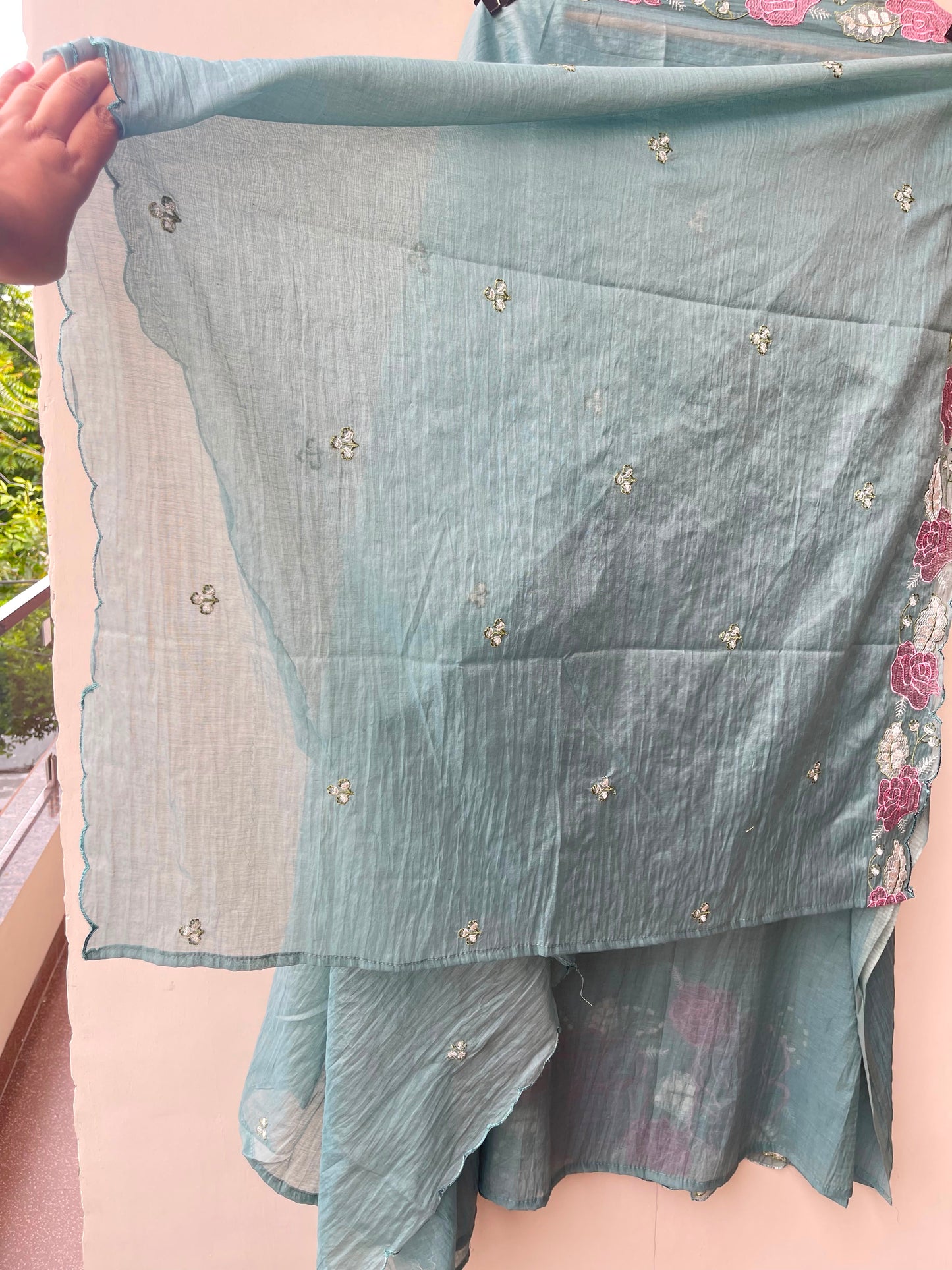 Crushed mul cotton ladies unstitched suit Rc19198