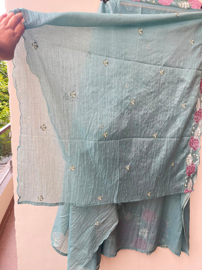 Crushed mul cotton ladies unstitched suit Rc19198