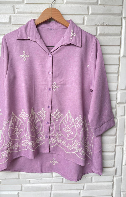 Cotton linen readymade ladies coord set Rc17337 (b)