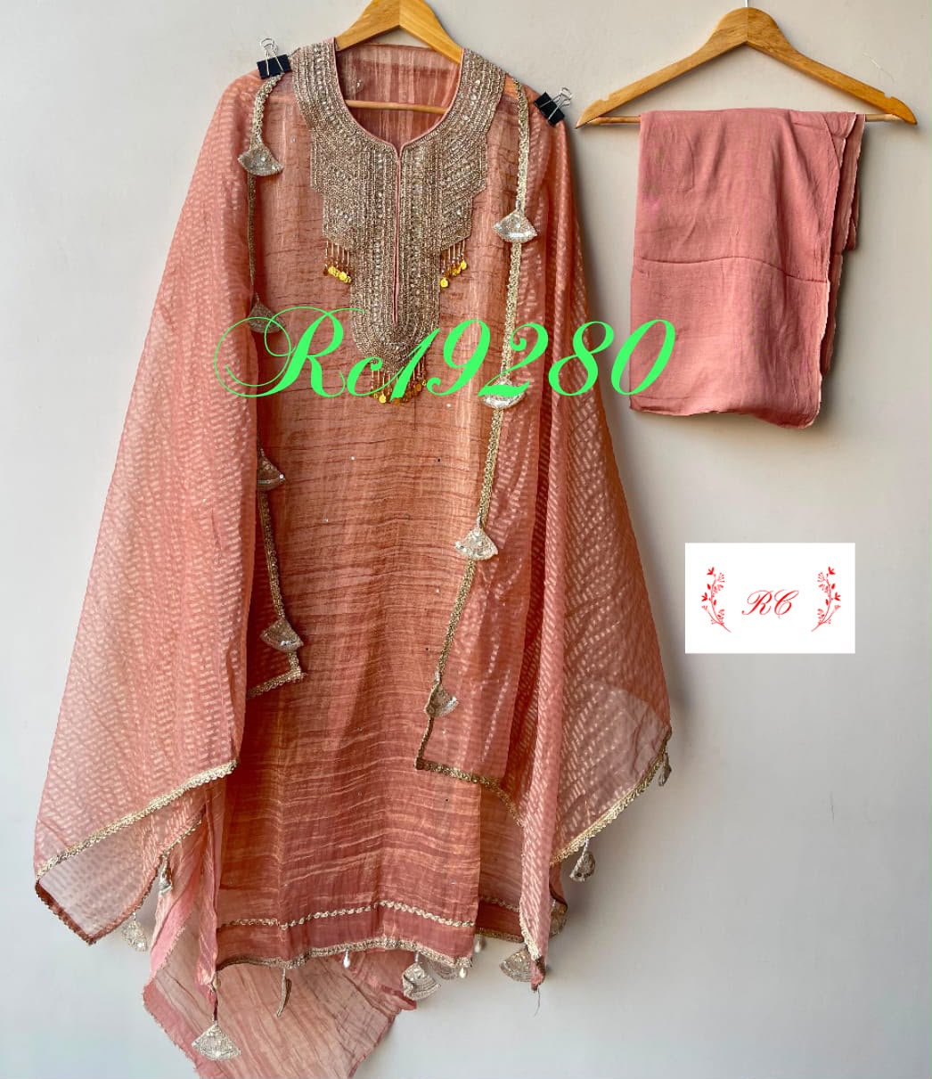 Crushed shimmer tissue unstitched ladies suit Rc19280 (b)