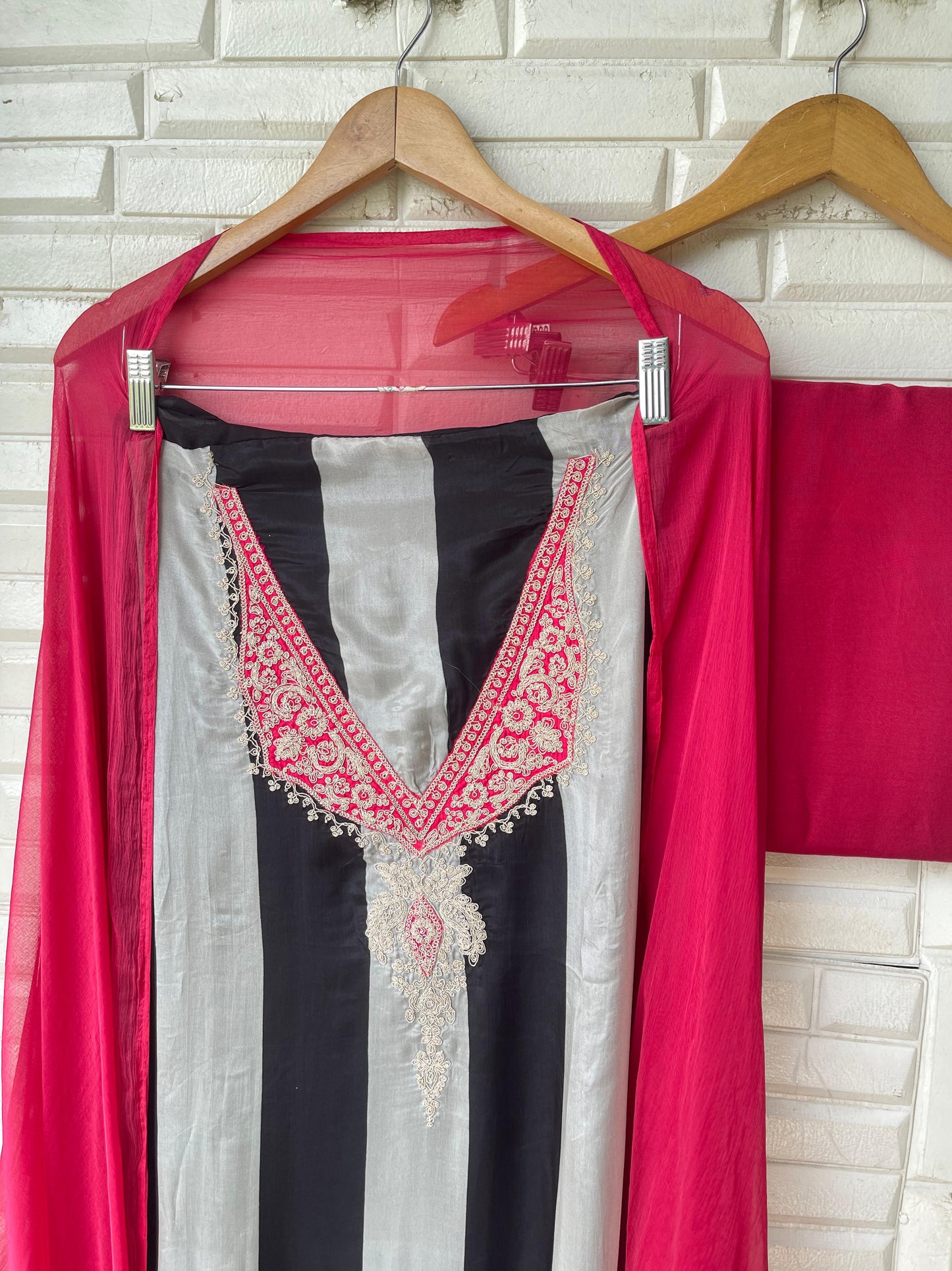 Glass organza unstitched ladies suit Rc17784