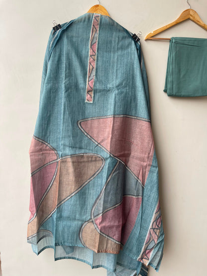 Self mul chanderi printed unstitched ladies suit Rc19135  (a)