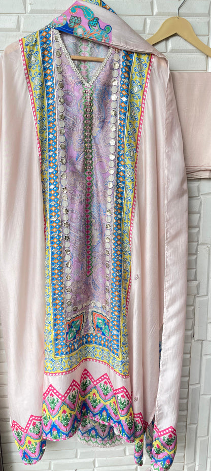 Silk unstitched ladies suit Rc17657