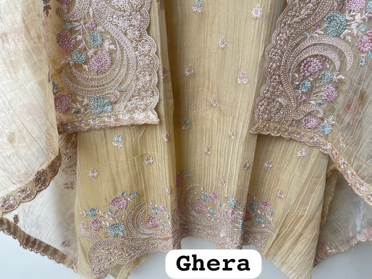 Pure Crushed Shimmer Tissue Ladies Unstitched Suit with Zari Embroidery RC-19268(B) - Royal Chic by Priti (photo 10)