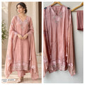 Designer Crepe Satin Resham Embroidered Unstitched Suit Set