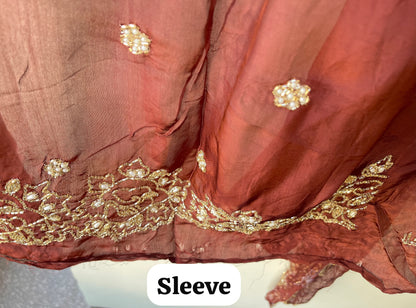 Premium Embroidered Crepe Satin Unstitched 3Pcs Suit Set
