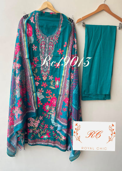 Cotton printed unstitched ladies suit Rc19013
