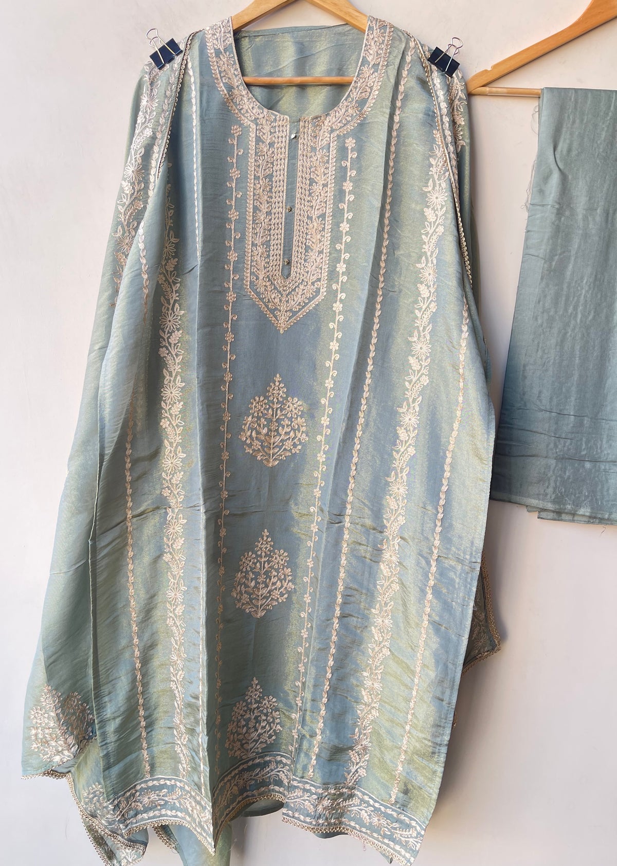 Designer Shimmer Silk 3pcs Unstitched Suit Set