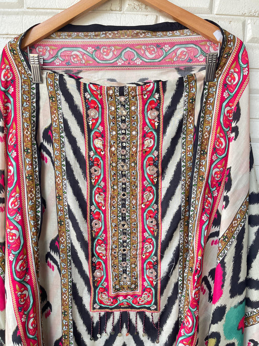 Ikkat printed muslin unstitched ladies suit Rc18401