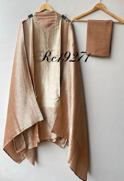 Self giraffe silk unstitched ladies suit Rc19271 (a)