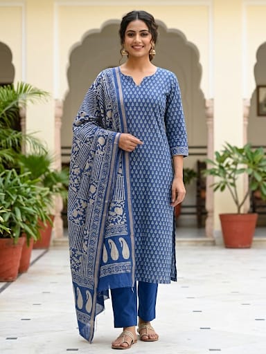 Maheshwari cotton chanderi printed unstitched ladies suit Rc19284 (a)