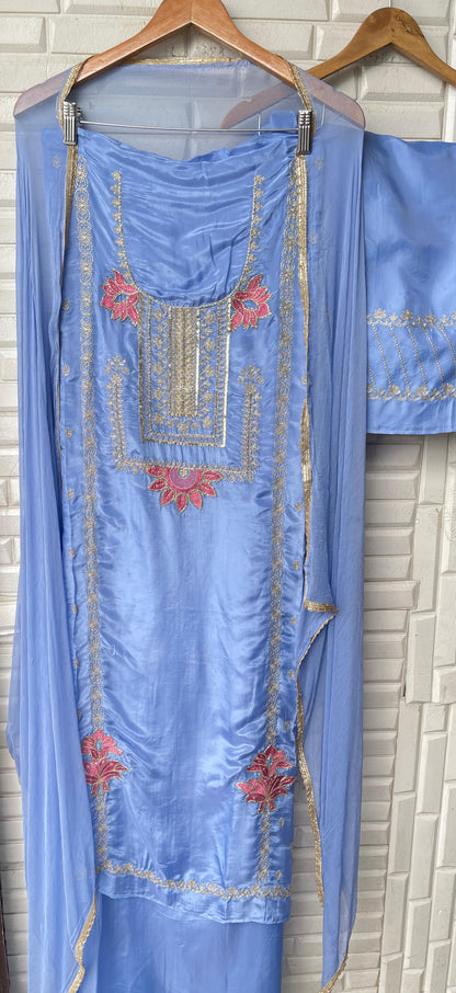 Glass organza unstitched ladies suit Rc17558