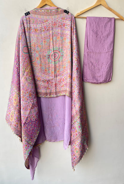 Premium Embroidered Crepe Satin Unstitched 3 Pcs Designer Suit Set
