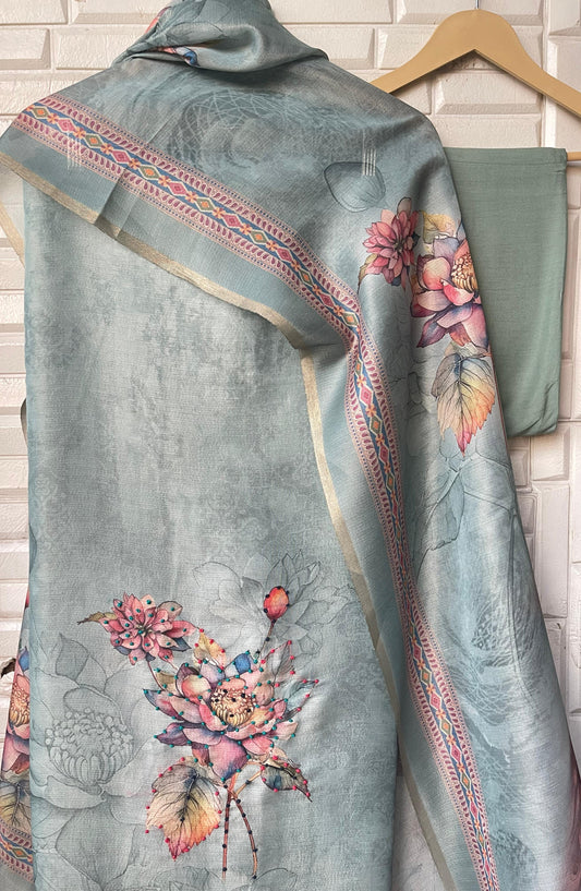 Self linen silk unstitched ladies suit Rc17835 (b)