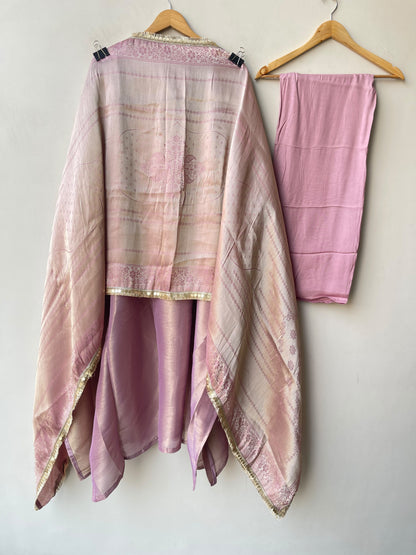 Premium Shimmer Giraffe Silk Unstitched 3 Pcs Designer Suit Set