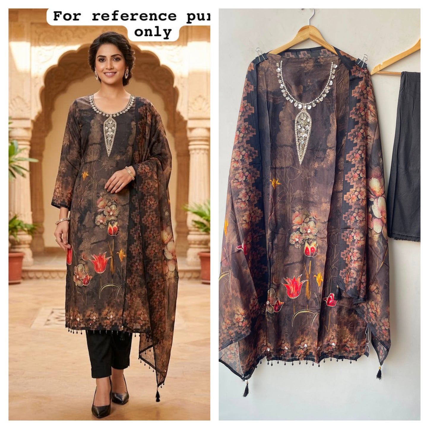 Glass organza printed ladies unstitched suit Rc19316