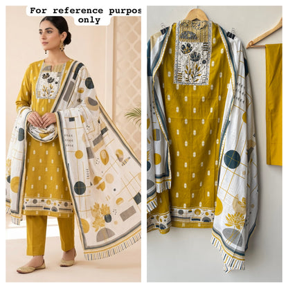 Cotton Weaving Unstitched Ladies Suit with Mirror Work RC-19019(B) - Royal Chic by Priti